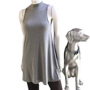 Topshop Gray High Neck Long Tunic Tank Women's Size 2